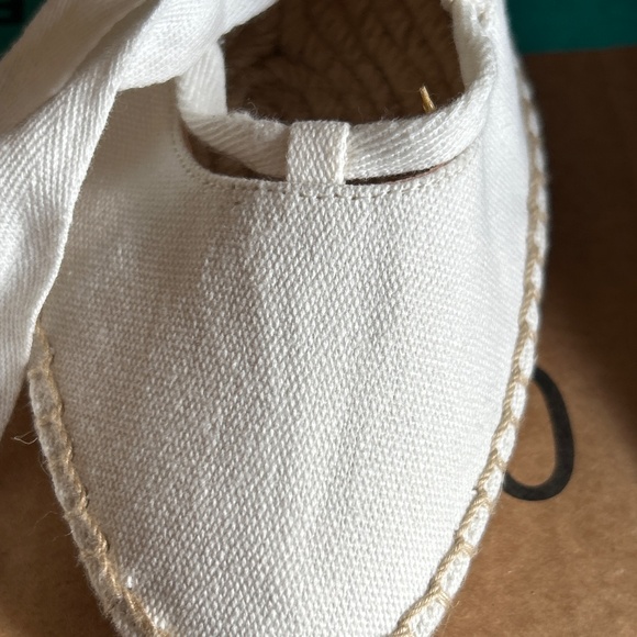 J.Crew Shoes Cream Canvas Lace-up Espadrille Women’s Flat 9 - Picture 6 of 8